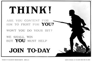 World War One: WW1 recruitment poster with silhouette