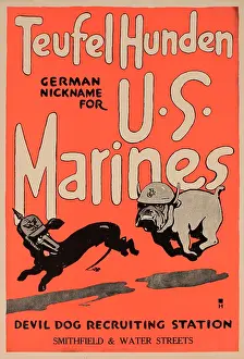 Smithfield: WW1 recruitment poster, Teufel Hunden, US Marines