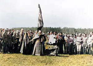 WW1 - Russian Troops blessed by Priest before offensive