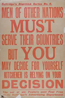 Selfridges: WW1 - Selfridges Stop Think Series