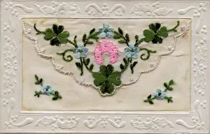 Horseshoe: WW1 Silk Embroidered Greetings Card