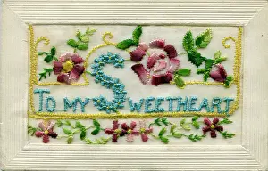 Sweetheart: WW1 Silk Embroidered Greetings Card