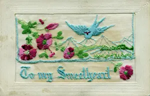 Sweetheart: WW1 Silk Embroidered Greetings Card
