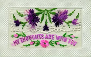 Thoughts: WW1 Silk Embroidered Greetings Card