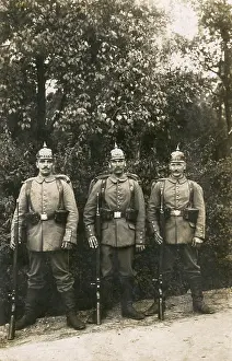 Pickelhaube: WW1 - Three Smart German Soldiers heading to the front