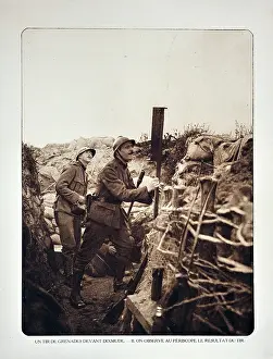 Periscope: WW1 - Soldier in trench checking with periscope