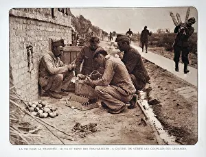 Pins: WW1 - Soldiers checking the pins in hand grenades
