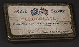 Caley: WW1 - tin lid design - Active Service Chocolate