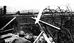 Messines: WW1 - View across the Douve Valley shelling Messines
