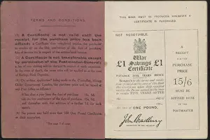 Postmaster: WW1 - War Savings Certificates, booklet pages