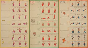 Exercising: WW2, Army exercise instruction hanging cards