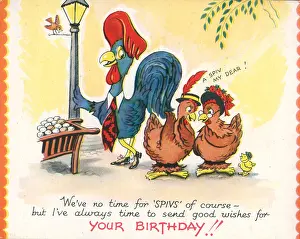 Weve: WW2 Birthday Card, No Time For Spivs