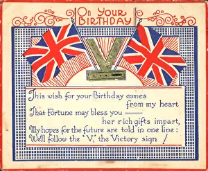 WW2 Birthday Card, Victory Flags