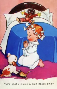 Eiderdown: WW2 - Comic Postcard, Home Front - God Bless