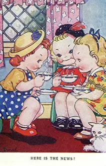 Gossiping: WW2 - Comic Postcard - Here is the News!