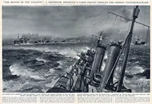 Cargoes: WW2 - Destroyer escorting large convoy - Atlantic