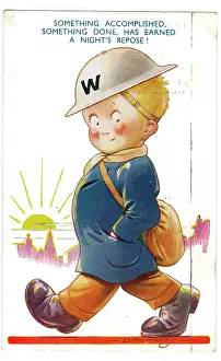 Perky: WW2 era - Comic Postcard - Something Accomplished