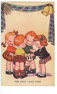 Kilted: WW2 era - Comic Postcard - For Auld Lang Syne