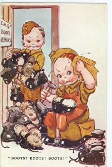 Kiplings: WW2 era - Comic Postcard - Boots, Boots, Boots