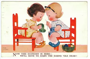 Mabel: WW2 era - Comic Postcard - Now this economy is here