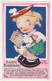 Mabel: WW2 era - Comic Postcard - Happy Birthday