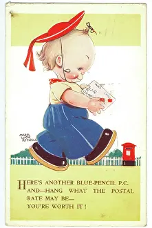 Mabel: WW2 era - Comic Postcard - Here's another blue-pencil P.C