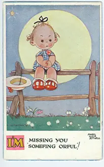 Mabel: WW2 era - Comic Postcard - I'm Missing You Somefing Orful