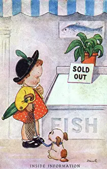 Fishmonger: WW2 era - Comic Postcard - Inside Information