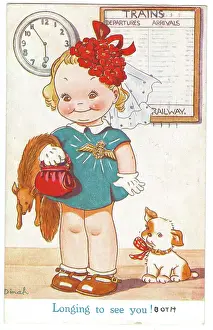 Longing: WW2 era - Comic Postcard - Longing to see you