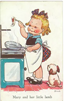Overs: WW2 era - Comic Postcard - Mary and her Little Lamb