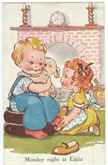 Unlikely: WW2 era - Comic Postcard - Monday Night at Eight
