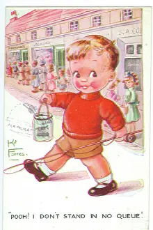 Holt’s Battlefields Collection: WW2 era - Comic Postcard - Pooh - I don't stand in no queue