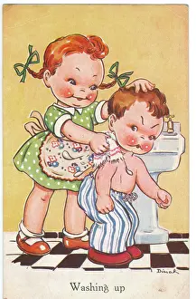 Holt’s Battlefields Collection: WW2 era - Comic Postcard - Washing up