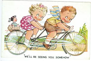 Rationed: WW2 era - Comic Postcard - We'll be seeing you somehow