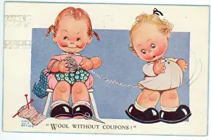 Mabel: WW2 era - Comic Postcard - Wool without coupons