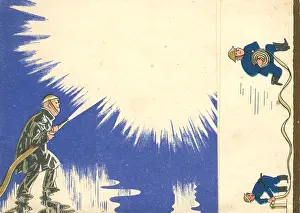 London At War: WW2 greetings card, firemen in action