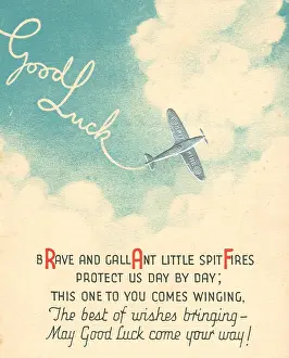 Winging: WW2 Greetings Card, R.A.F. Spitfires
