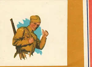 World War Two: WW2 greetings card, smiling soldier