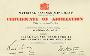 Affiliation: WW2 - National Savings Movement - Certificate