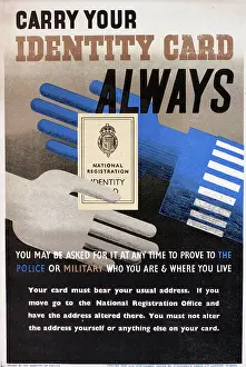 Hmso: WW2 poster, Carry Your Identity Card Always