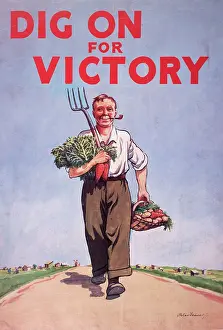 WW2 poster, Dig on for Victory