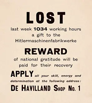 Gratitude: WW2 poster, De Havilland productivity
