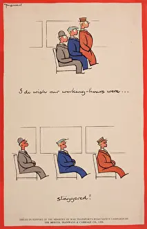 Fougasse: WW2 poster, I do wish our working hours were staggered!