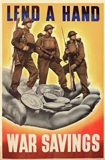 Invest: WW2 poster, Lend a Hand, War Savings