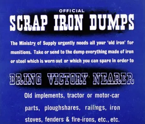 Nearer: WW2 poster, Official scrap iron dumps