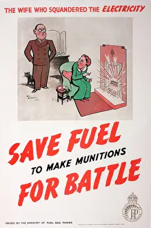 Bateman: WW2 poster, Save fuel to make munitions for battle