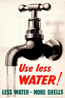 Sensible: WW2 poster, Use less Water!