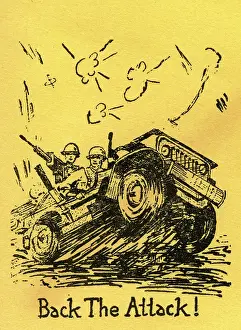 Jeeps: WW2 - Propaganda first day cover - Back the Attack!