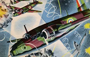 Wellingtons: WW2 - RAF Bombing raid over Germany - stylised image
