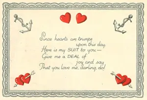 Anchors: WW2 Valentines Card Interior, Queen Of Hearts